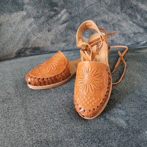 Handmade Authentic Mexican Genuine Soft Leather Sandals NEW Never worn
